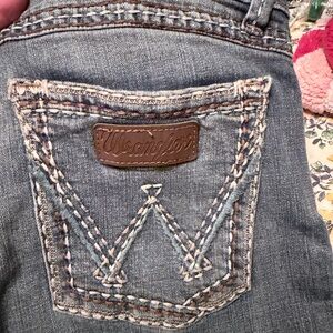 Wrangler Women's Washed Blue Boot Cut Jeans with Embroidered Back Pocket